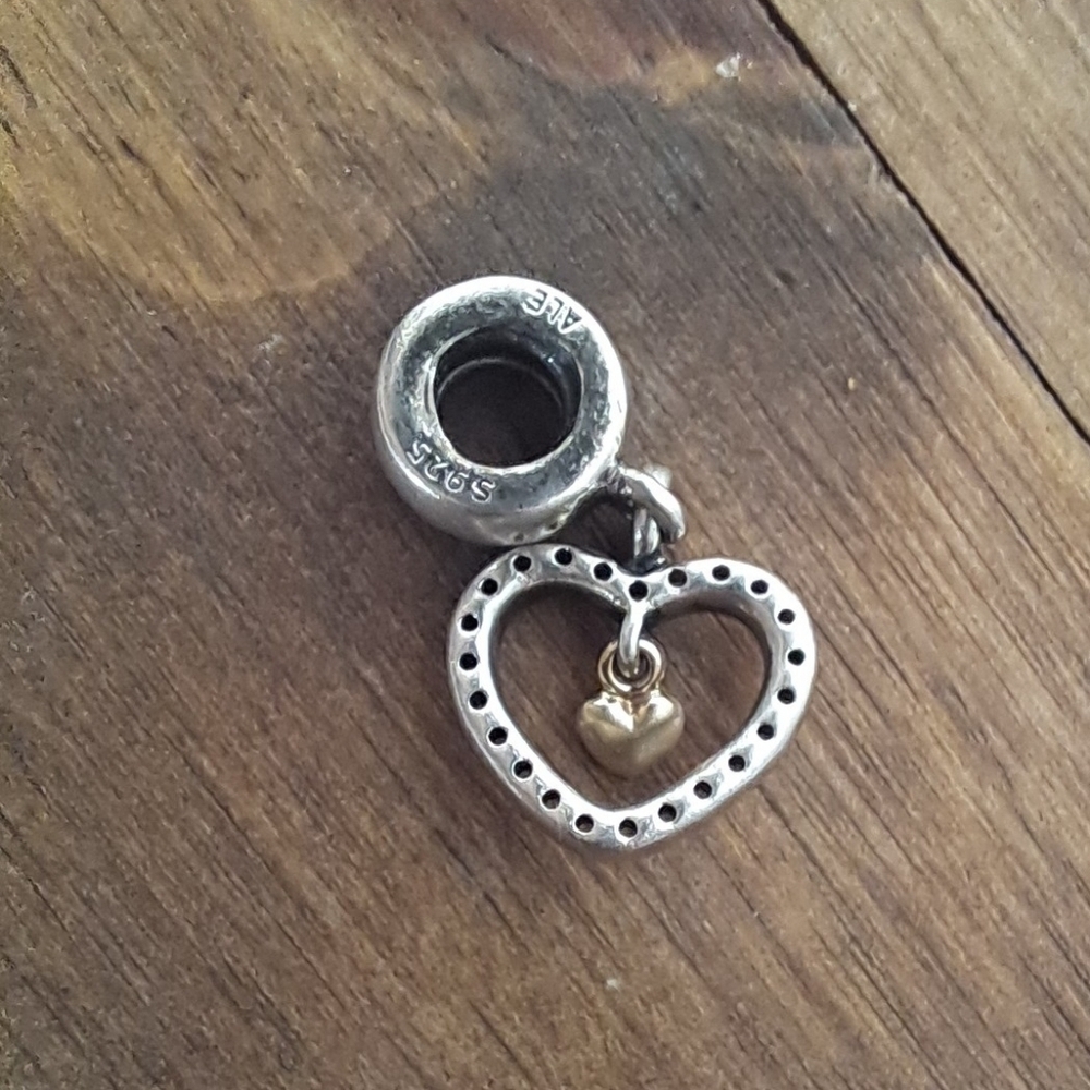 Pandora "Forever In My Heart" 925 Silver Bracelet Charm With 14K Heart Accent - Picture 5 of 5